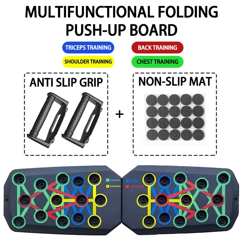 Juego de tablero de realce multifuncional portátil con asas, equipo de Fitness plegable para entrenamiento de pecho, Abdomen, brazos y espalda