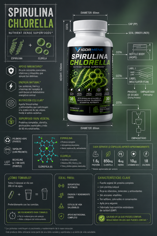 Spirulina + Chlorella - 120 Capsules