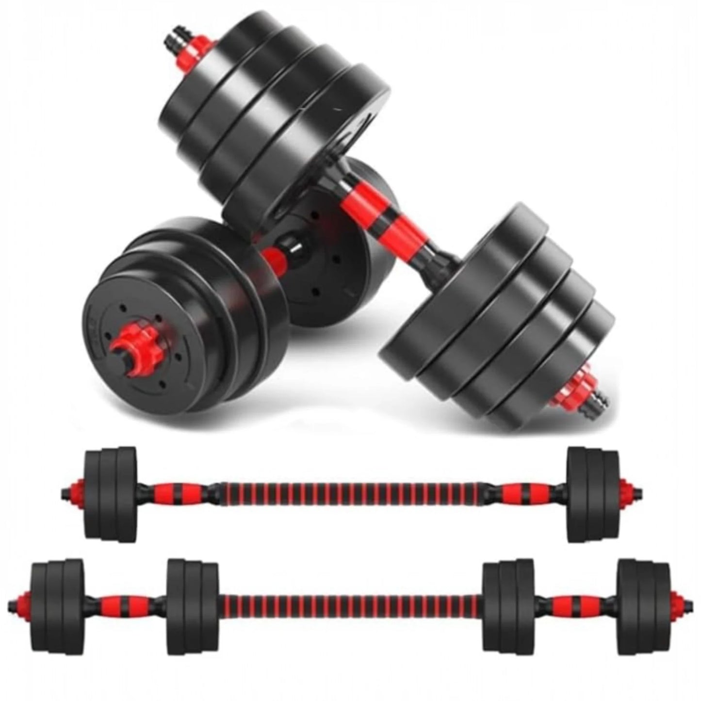 Juego De Mancuernas Ajustables 2 en 1,con barras,Multifución 10KG-15KG-20KG-30KG. Juego de Pesas con Barra Libremente Combinable con Barras Conexión, 10/15KG/20KG/30KG... ajustables, mancuernas cortas y largas (man-001 22.9