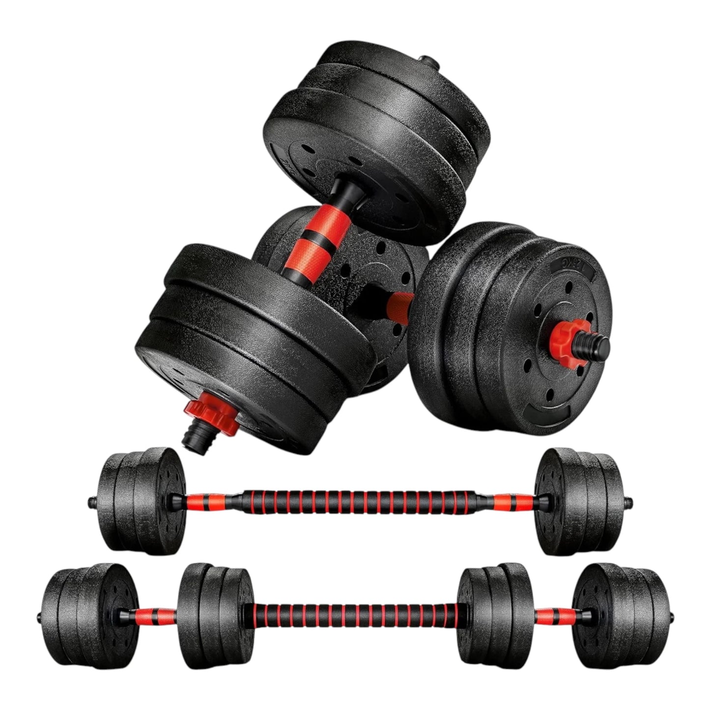 Juego De Mancuernas Ajustables 2 en 1,con barras,Multifución 10KG-15KG-20KG-30KG. Juego de Pesas con Barra Libremente Combinable con Barras Conexión, 10/15KG/20KG/30KG... ajustables, mancuernas cortas y largas (man-001 22.9