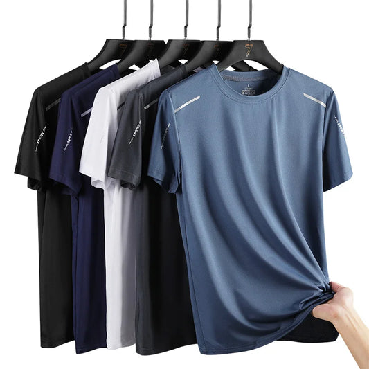 CHRLCK-camisetas de secado rápido para correr para hombre, camisetas transpirables para senderismo y pesca, Camisa corta para deportes al aire libre de elasticidad suave, verano