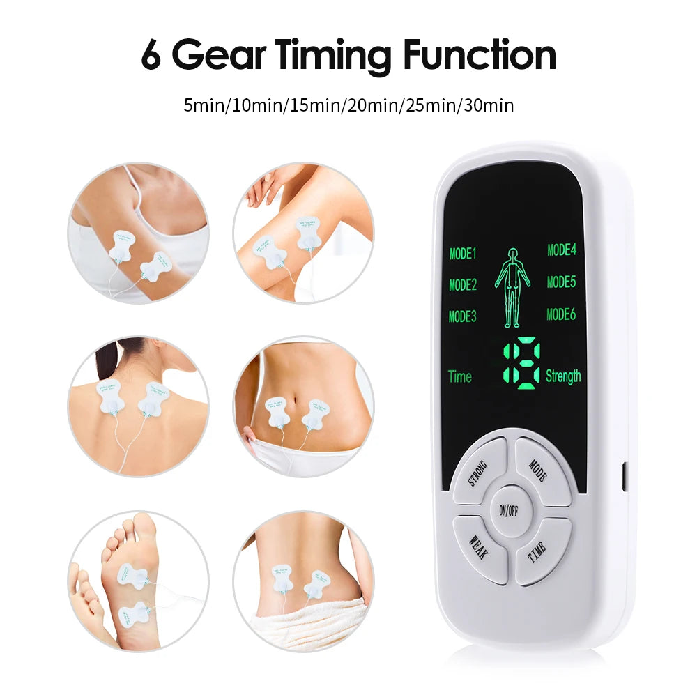 Estimulador de terapia muscular eléctrica EMS, máquina de unidad Tens de 6 modos, fisioterapia meridiana, masajeador corporal de próstata Abdominal de pulso