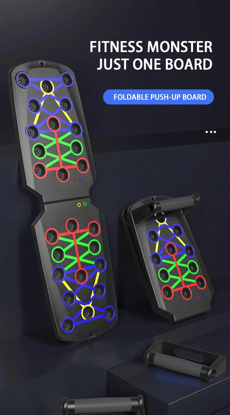 Juego de tablero de realce multifuncional portátil con asas, equipo de Fitness plegable para entrenamiento de pecho, Abdomen, brazos y espalda