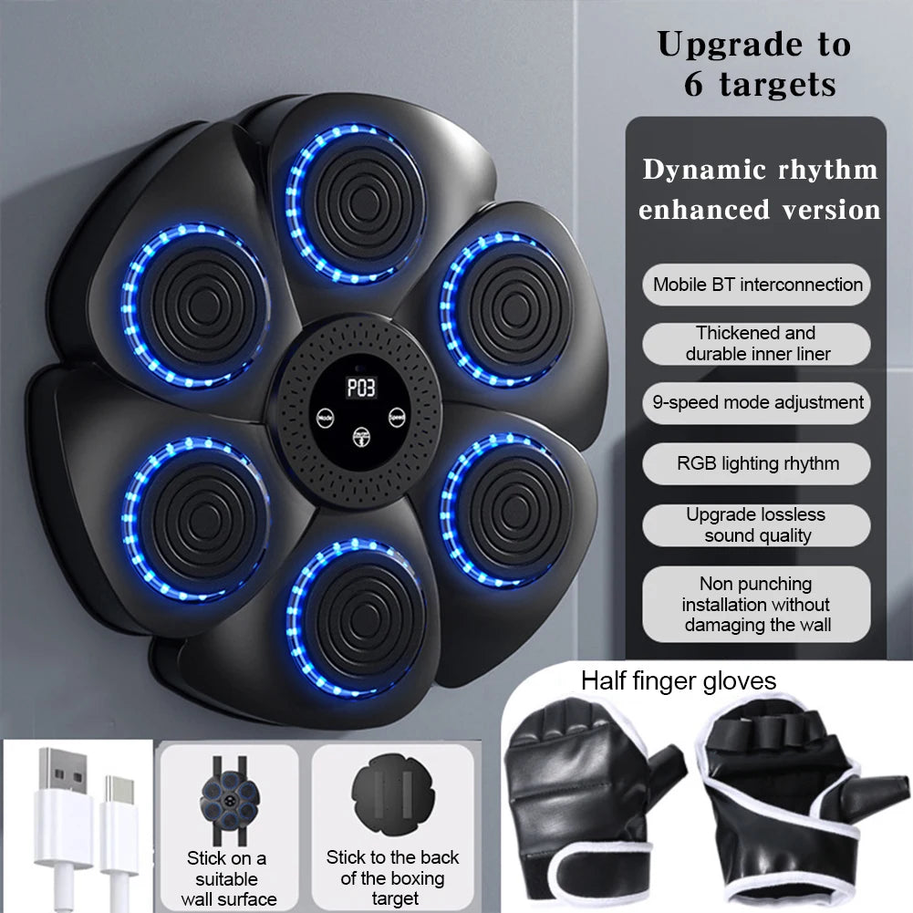 Máquina de boxeo con música inteligente, objetivo de pared para el hogar, reacción de golpe para niños, objetivo electrónico interior ajustable, dispositivo de entrenamiento Sanda