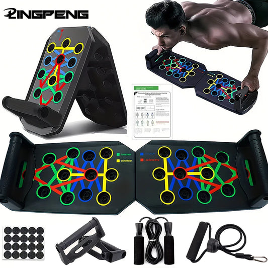 Juego de tablero de realce multifuncional portátil con asas, equipo de Fitness plegable para entrenamiento de pecho, Abdomen, brazos y espalda