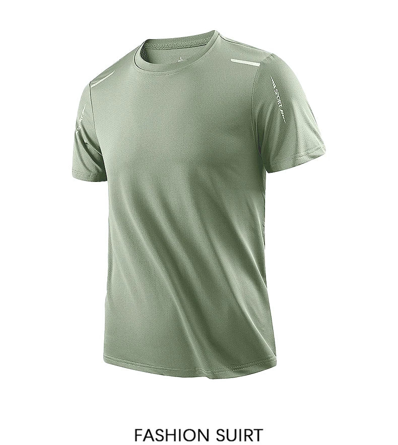 CHRLCK-camisetas de secado rápido para correr para hombre, camisetas transpirables para senderismo y pesca, Camisa corta para deportes al aire libre de elasticidad suave, verano