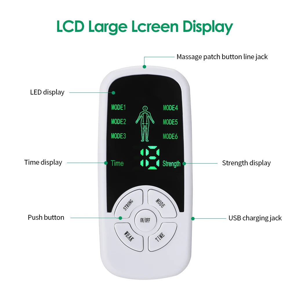 Estimulador de terapia muscular eléctrica EMS, máquina de unidad Tens de 6 modos, fisioterapia meridiana, masajeador corporal de próstata Abdominal de pulso