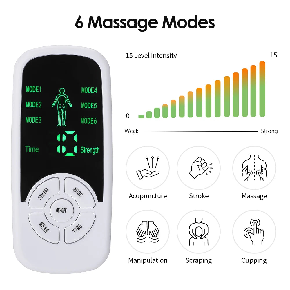 Estimulador de terapia muscular eléctrica EMS, máquina de unidad Tens de 6 modos, fisioterapia meridiana, masajeador corporal de próstata Abdominal de pulso