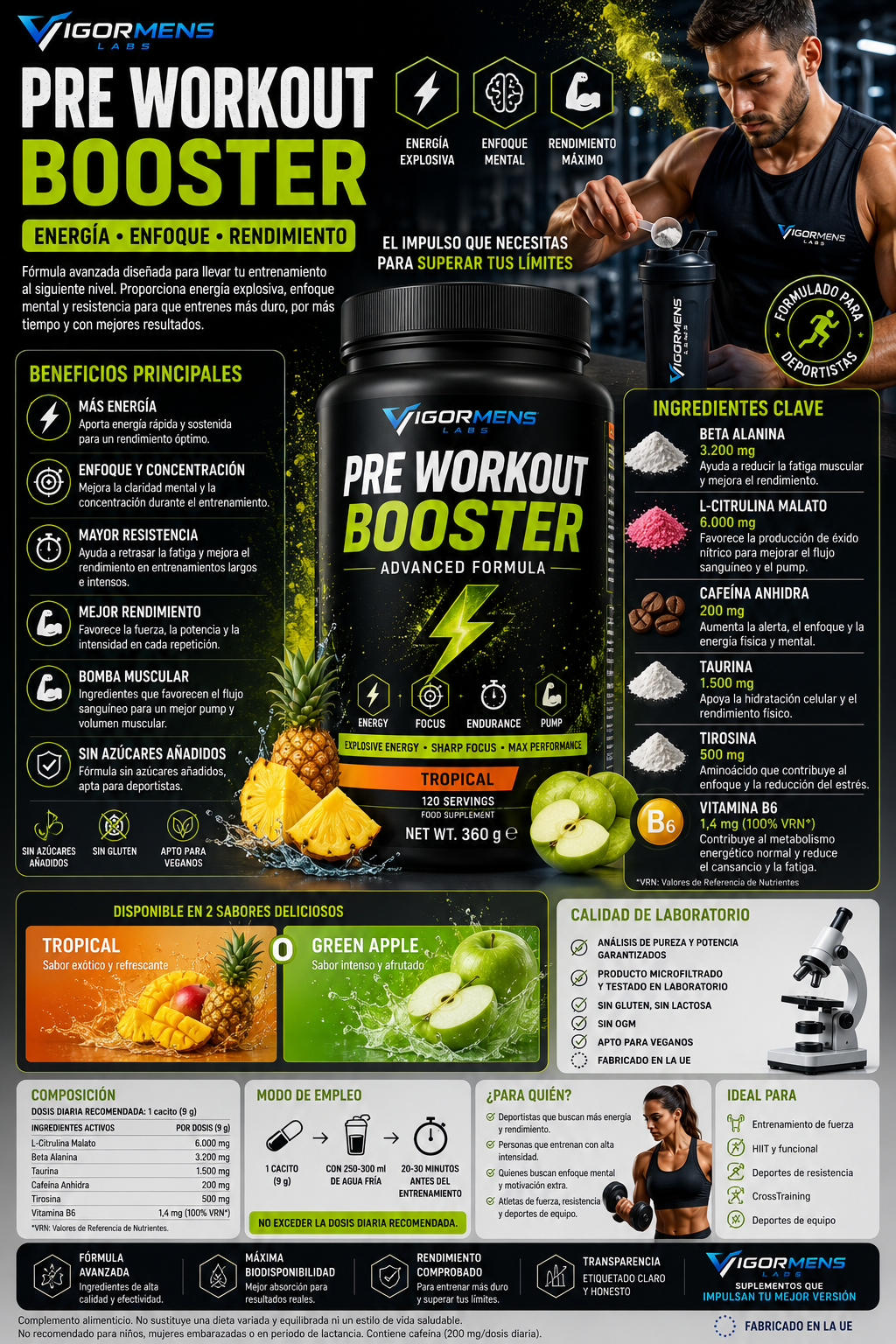 Pre-Workout Booster Tropical - 500g